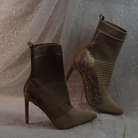 Steve Madden Stiletto Maxwelle  Glitter Boots Sock Pull On  Sz 10 M. NWOT #B-157 - Picture 5 of 14